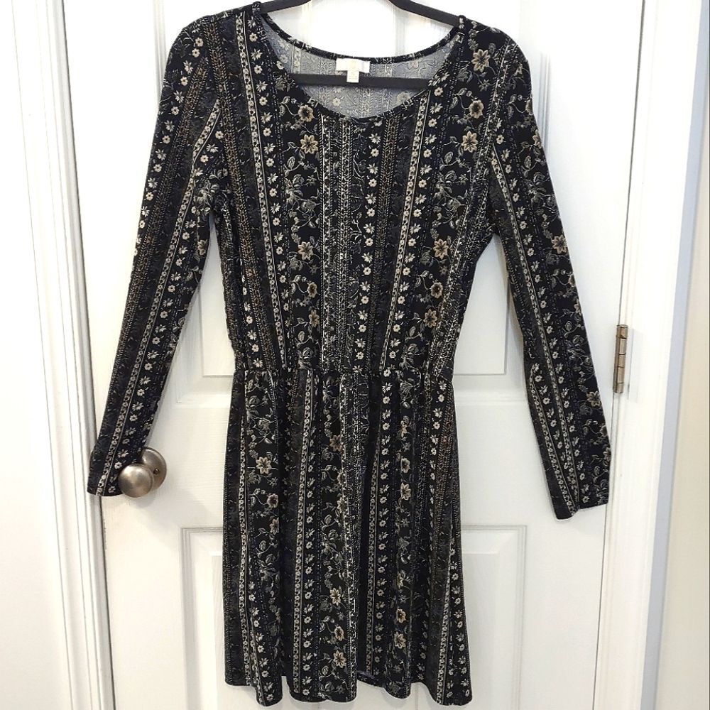 Charming Charlie Blue Floral Long Sleeve Dress Size S